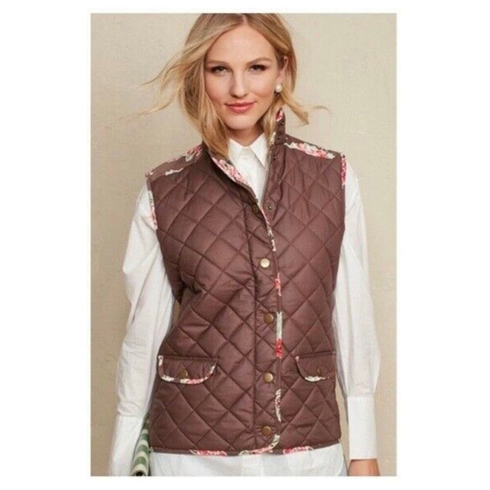 Matilda Jane Sydney Reversible Vest Corduroy Trim Women Size xSmall Floral Print